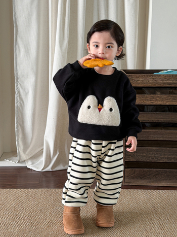 Poiste talvejopes džemper, paks fliisi vooder, Korea stiil, karikatuurimustriga