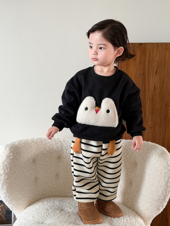 Poiste talvejopes džemper, paks fliisi vooder, Korea stiil, karikatuurimustriga