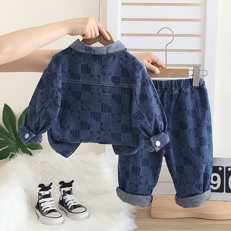 Dječji jesenski denim komplet s dugim rukavima, 3-dijelni set