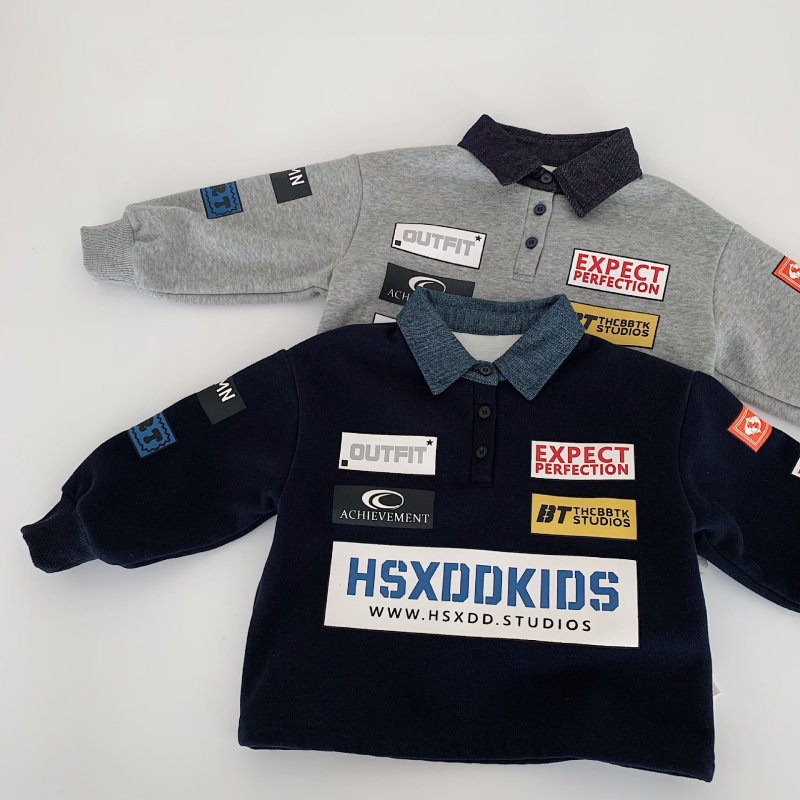 Dječji pulover s flisom iznutra, alfabetni uzorak, zimski stil, korejski stil, uzrast 3–8 godina