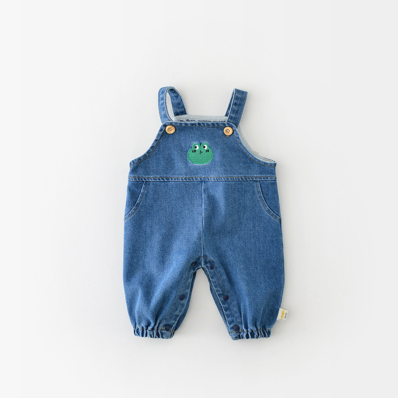 Little Baby denimu dvodijelni set za djecu, gornji dio s dugim rukavima i hlače, unisex, korejski stil, motiv žaba, pamuk 62%