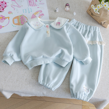 Set din două piese pentru fete, stil coreean, 95% bumbac, mâneci lungi, primăvară-toamnă