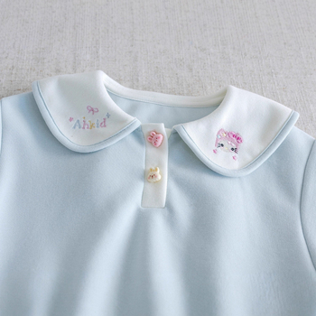 Set din două piese pentru fete, stil coreean, 95% bumbac, mâneci lungi, primăvară-toamnă