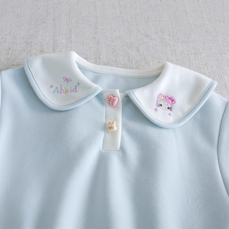 Set din două piese pentru fete, stil coreean, 95% bumbac, mâneci lungi, primăvară-toamnă