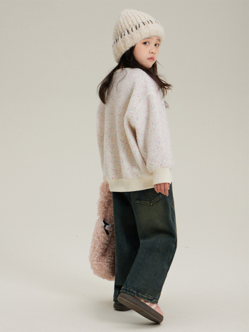 Dječji flis džemper za jesen/zimu, debeli materijal, uzorak s zvjezdicama i crtićem, dugi rukavi, pulover stil