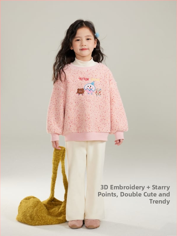 Dječji flis džemper za jesen/zimu, debeli materijal, uzorak s zvjezdicama i crtićem, dugi rukavi, pulover stil