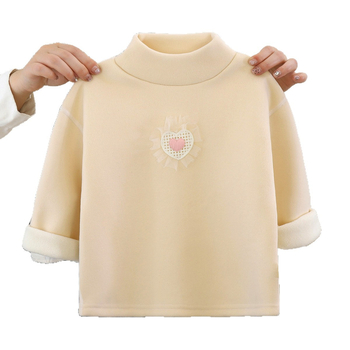 Meleg fleece felső lányoknak hosszú ujjú, magas gallérral, koreai stílus, kapucni nélküli, Aurora Fleece anyag, 95% poliészter, téli/őszre