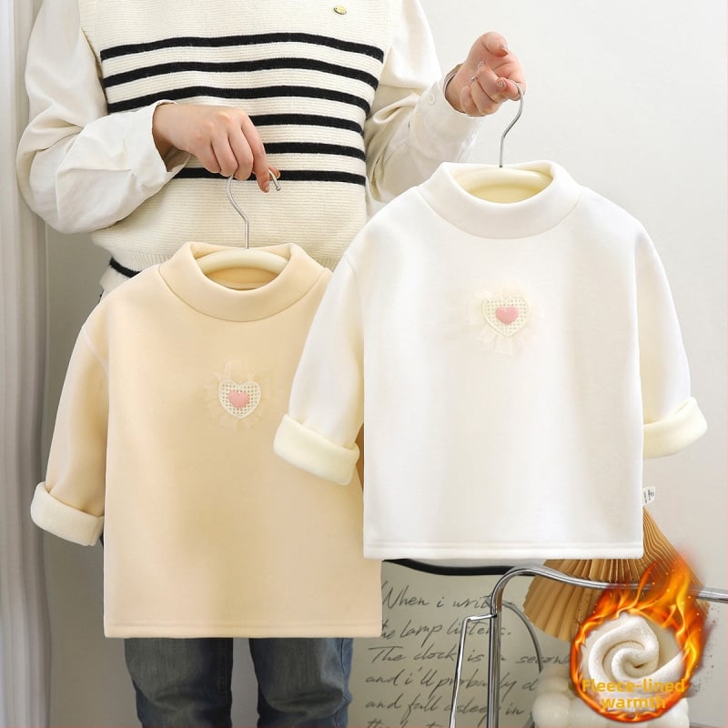 Meleg fleece felső lányoknak hosszú ujjú, magas gallérral, koreai stílus, kapucni nélküli, Aurora Fleece anyag, 95% poliészter, téli/őszre