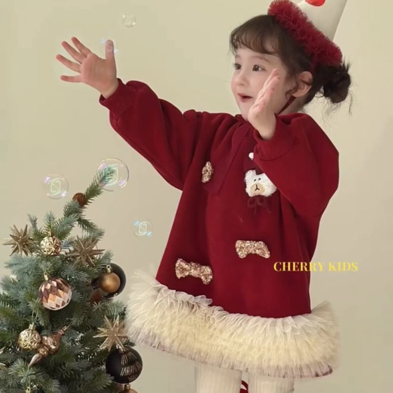 Dječja pamučna haljina u princes stilu, bez rukava, s karikaturnim uzorkom, mašnica leptir, mrežasti til i vez