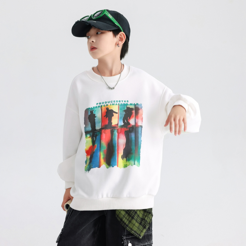 Dječja pulover majica bez kapuljače, korejski stil, natpis, 100% pamuk, dugi rukavi