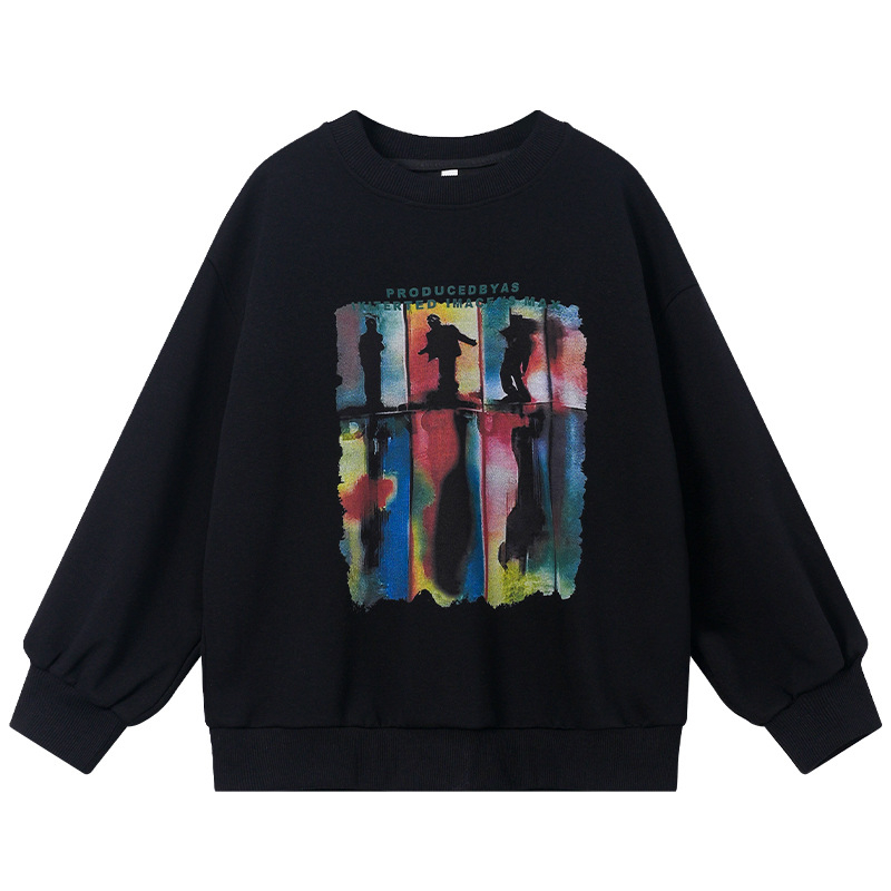 Dječja pulover majica bez kapuljače, korejski stil, natpis, 100% pamuk, dugi rukavi