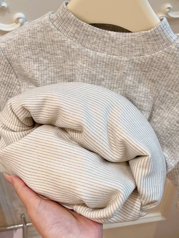 Dječji hoodie bez kapuljače – Debeli i topli, Korejski stil s crtanim uzorkom, Dugi rukavi, pulover, 50% pamuk, uzrast 3–8 godina