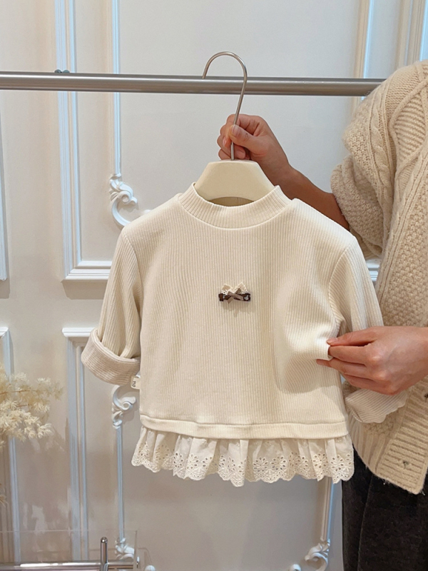 Dječji hoodie bez kapuljače – Debeli i topli, Korejski stil s crtanim uzorkom, Dugi rukavi, pulover, 50% pamuk, uzrast 3–8 godina