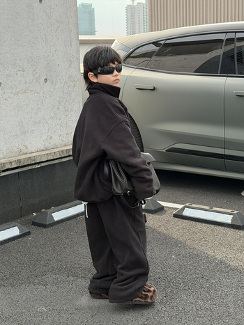 Korea stiilis laste talvise kaheosaline komplekt fliisist, unisex, pikkade varrukatega pullover