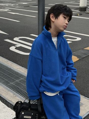 Korea stiilis laste talvise kaheosaline komplekt fliisist, unisex, pikkade varrukatega pullover