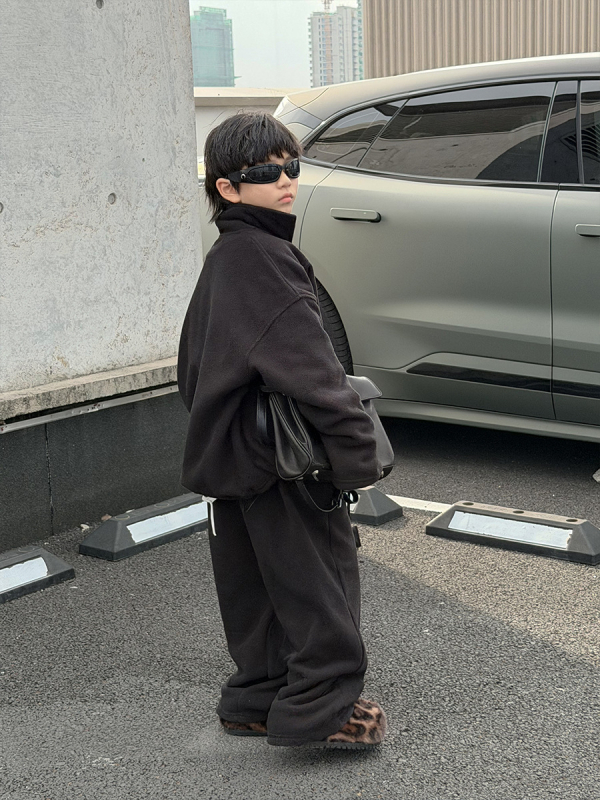 Korea stiilis laste talvise kaheosaline komplekt fliisist, unisex, pikkade varrukatega pullover