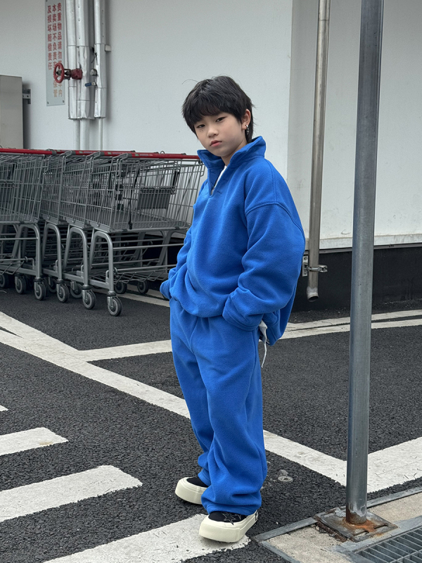 Korea stiilis laste talvise kaheosaline komplekt fliisist, unisex, pikkade varrukatega pullover