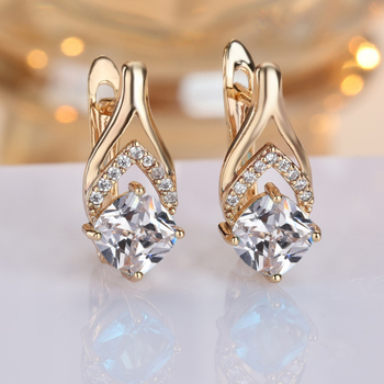 Variniai auskarai su rombo forma, Green Sky prekės ženklas, elektroplatinti, moterims