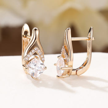 Variniai auskarai su rombo forma, Green Sky prekės ženklas, elektroplatinti, moterims