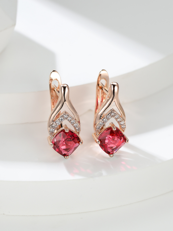 Variniai auskarai su rombo forma, Green Sky prekės ženklas, elektroplatinti, moterims