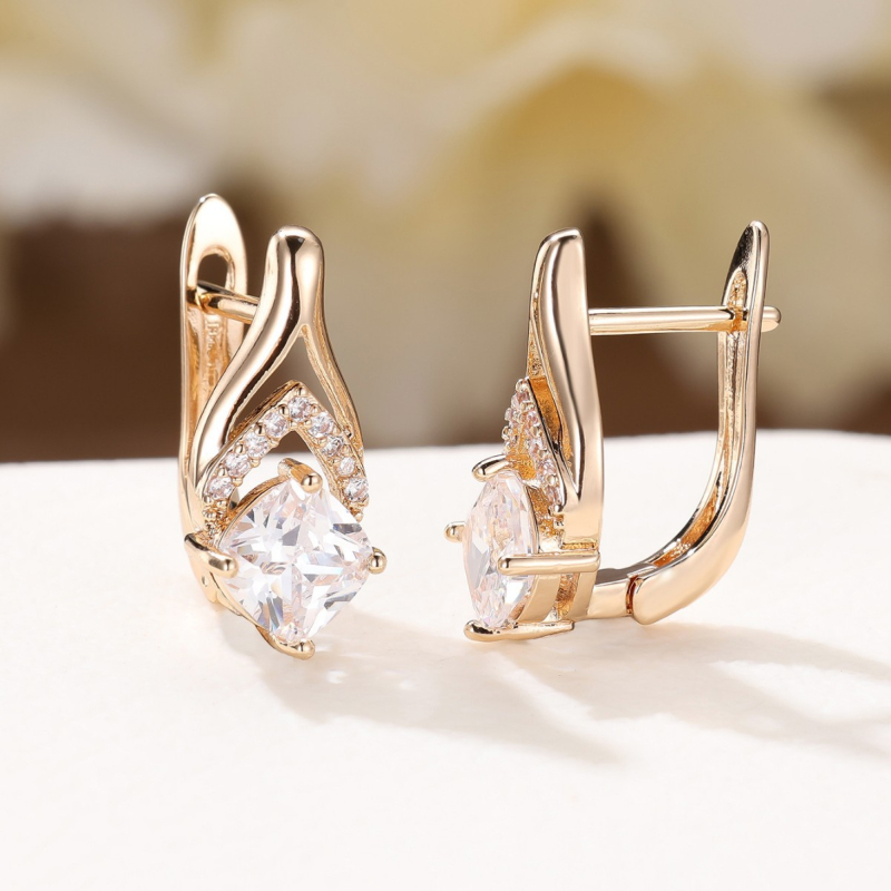 Variniai auskarai su rombo forma, Green Sky prekės ženklas, elektroplatinti, moterims