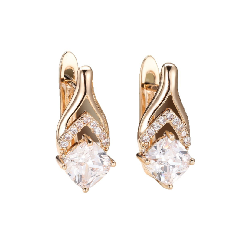 Variniai auskarai su rombo forma, Green Sky prekės ženklas, elektroplatinti, moterims