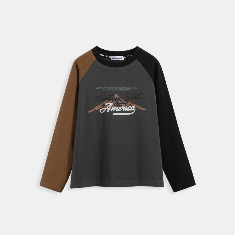 QQduck Dječji T‑shirt za dječake s dugim rukavima i okruglim izrezom, pamučna mješavina 92%, casual dječji top