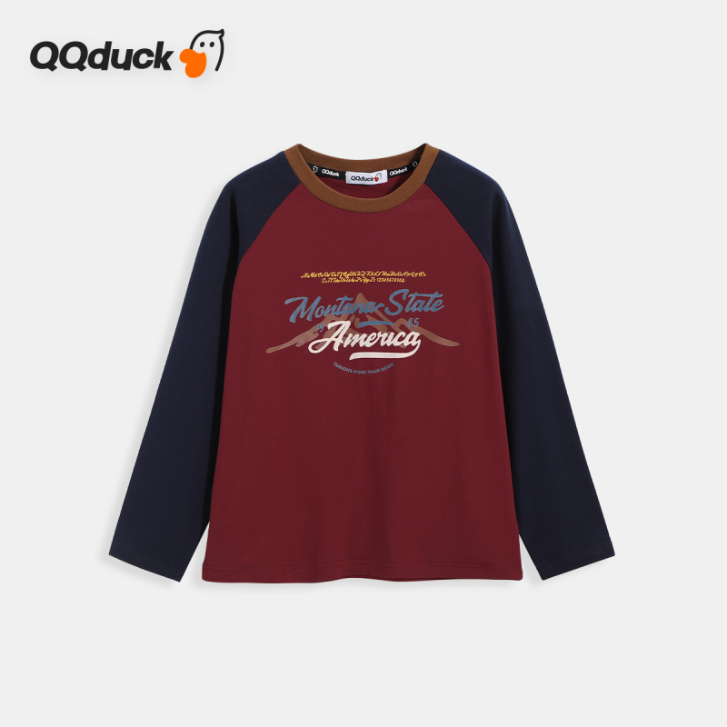 QQduck Dječji T‑shirt za dječake s dugim rukavima i okruglim izrezom, pamučna mješavina 92%, casual dječji top