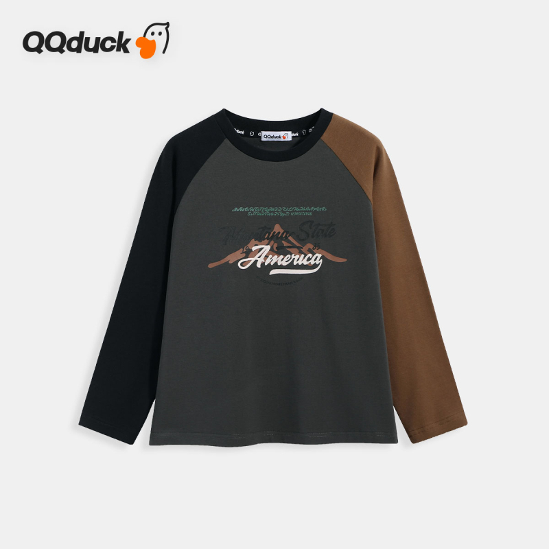 QQduck Dječji T‑shirt za dječake s dugim rukavima i okruglim izrezom, pamučna mješavina 92%, casual dječji top