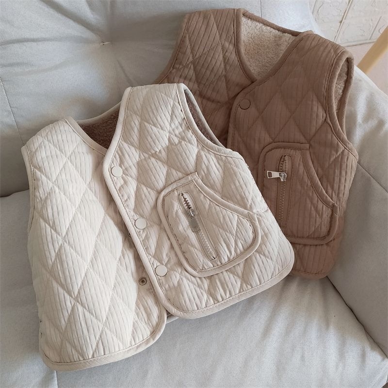 Dječja debela flis vesta, unisex kardigan stil, vanjski materijal 100% pamuk, podstava i punilo od poliestera, zimska toplina