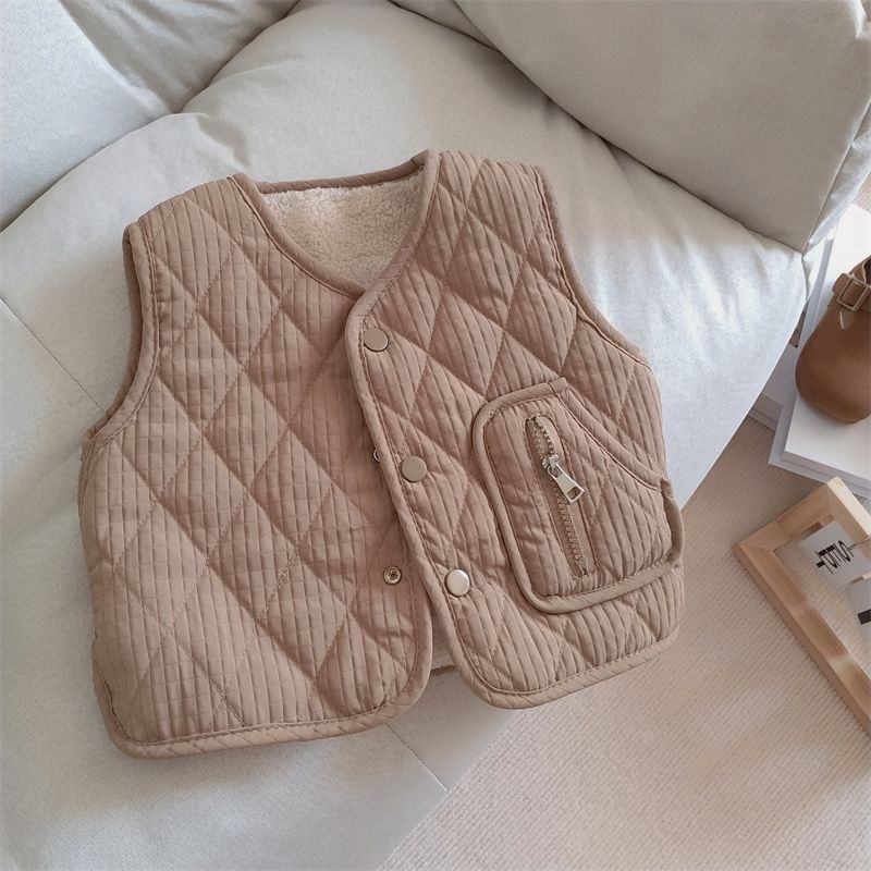 Dječja debela flis vesta, unisex kardigan stil, vanjski materijal 100% pamuk, podstava i punilo od poliestera, zimska toplina