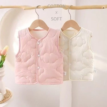 Dječji kardigan-vest bez rukava | Unisex, vanjska tkanina od poliestera s punilom od svile i pamuka, podstava od poliestera, zatvaranje jednim redom gumba, 0–12 mjeseci, zima/proljete/jesen
