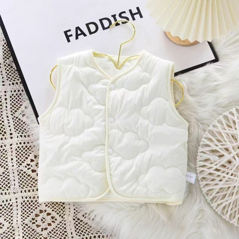 Dječji kardigan-vest bez rukava | Unisex, vanjska tkanina od poliestera s punilom od svile i pamuka, podstava od poliestera, zatvaranje jednim redom gumba, 0–12 mjeseci, zima/proljete/jesen