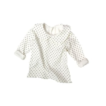 Dječje pamučno T-shirt u korejskom stilu, s dugim rukavima, okrugli izrez, 95% pamuk, točkasti uzorak, za uzrast 1–3 godine