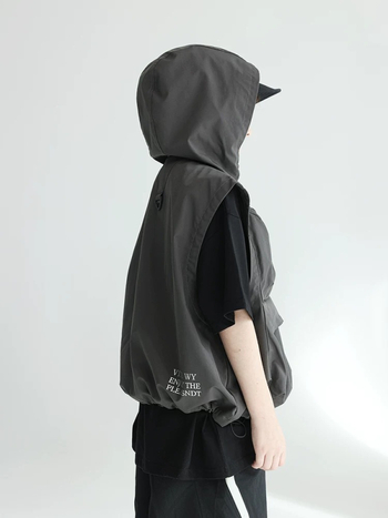 Vesta pentru copii cu glugă și buzunare multiple, din poliester, vară, pentru copii peste 8 ani