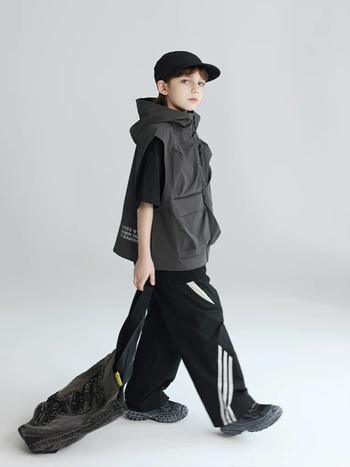 Vesta pentru copii cu glugă și buzunare multiple, din poliester, vară, pentru copii peste 8 ani