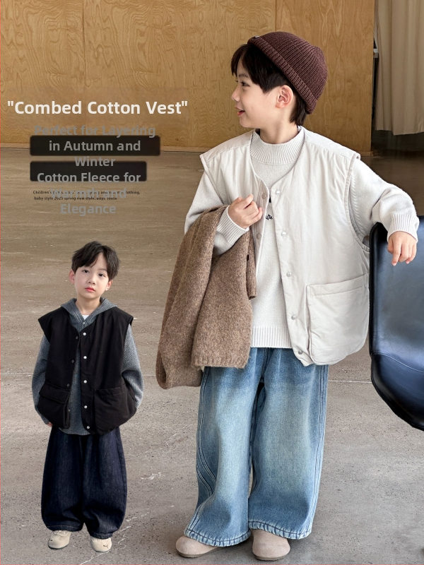 Laste vest, Korea stiil, puuvillane välimine, nuppudega sulgemine, 8+ aastat