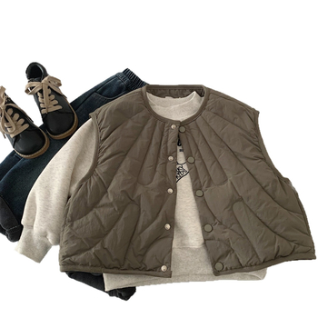 Gyermekeknek szóló tollas mellény, Koreai változat, fehér kacsa down töltés 95% feletti, vastag nylon külső, egyrendű gombos zárás