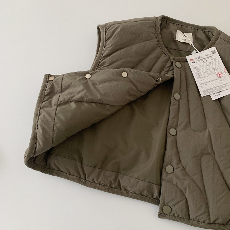 Gyermekeknek szóló tollas mellény, Koreai változat, fehér kacsa down töltés 95% feletti, vastag nylon külső, egyrendű gombos zárás
