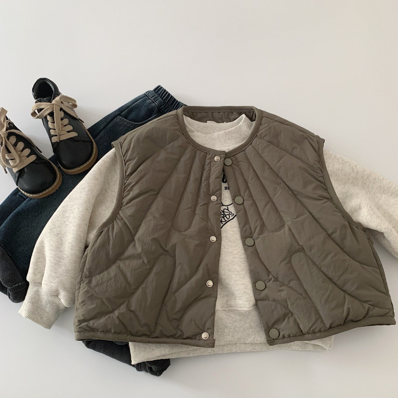 Gyermekeknek szóló tollas mellény, Koreai változat, fehér kacsa down töltés 95% feletti, vastag nylon külső, egyrendű gombos zárás