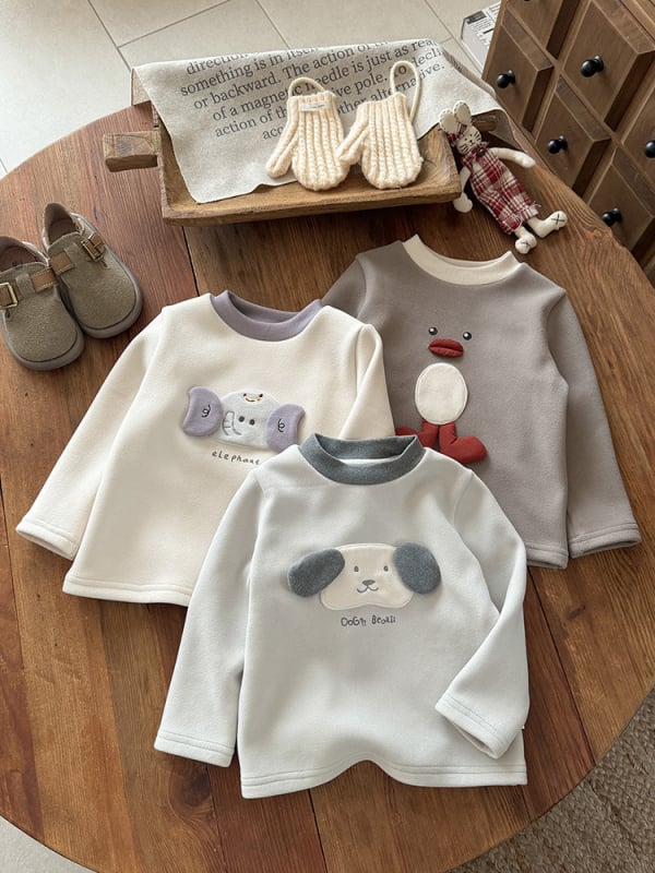 Hosszú Ujjú Póló, Karikatúra Mintával, Koreai Stílus, 93% Poliészter, Tél