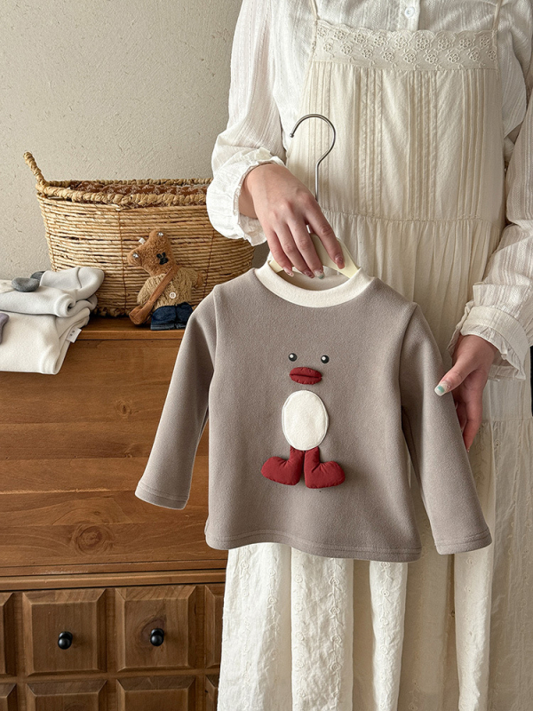 Hosszú Ujjú Póló, Karikatúra Mintával, Koreai Stílus, 93% Poliészter, Tél