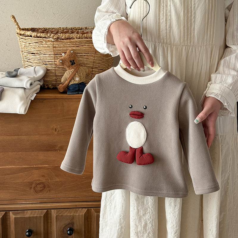 Hosszú Ujjú Póló, Karikatúra Mintával, Koreai Stílus, 93% Poliészter, Tél