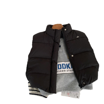 Gyermekeknek szóló tollmellény, uniszex, téli, ujjatlan, 95% fehér kacsa toll, külső anyag nylon, bélés poliészter, koreai stílus, zárás egy sor gombbal