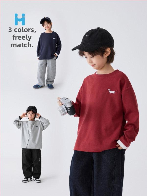 Haima Home Laste T-särk – Korea stiil, Saksamaa samet, ühetooniline, pikkade varrukatega, ümmargune kaelus