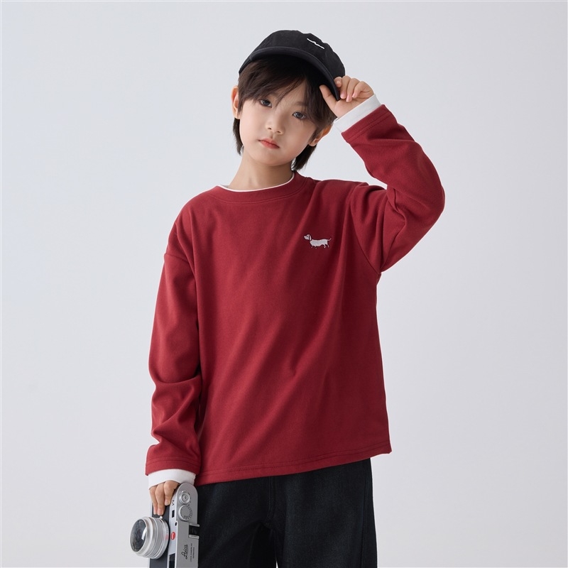 Haima Home Laste T-särk – Korea stiil, Saksamaa samet, ühetooniline, pikkade varrukatega, ümmargune kaelus