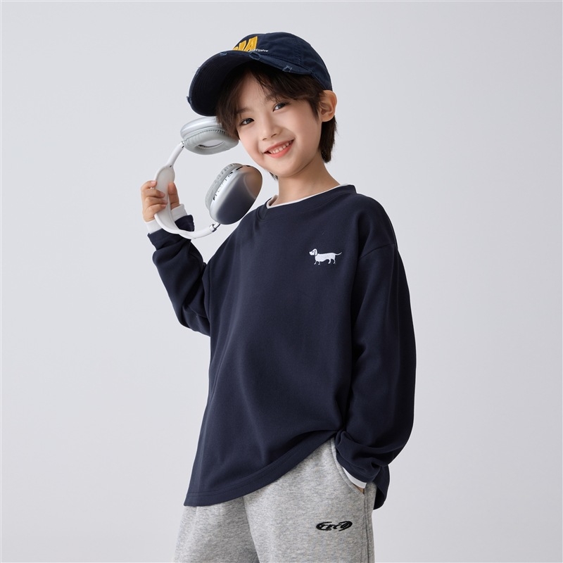 Haima Home Laste T-särk – Korea stiil, Saksamaa samet, ühetooniline, pikkade varrukatega, ümmargune kaelus