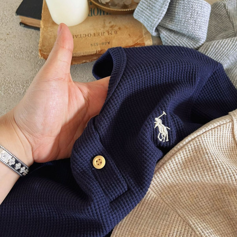 2026 nova dječja majica s dugim rukavima, izvezena waffle pletenina, okrugli izrez, unisex, korejski stil