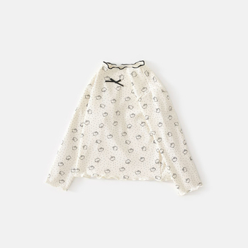 Dječji T-Shirt s točkasti uzorkom, 95% pamuk, dugi rukav, visoki ovratnik