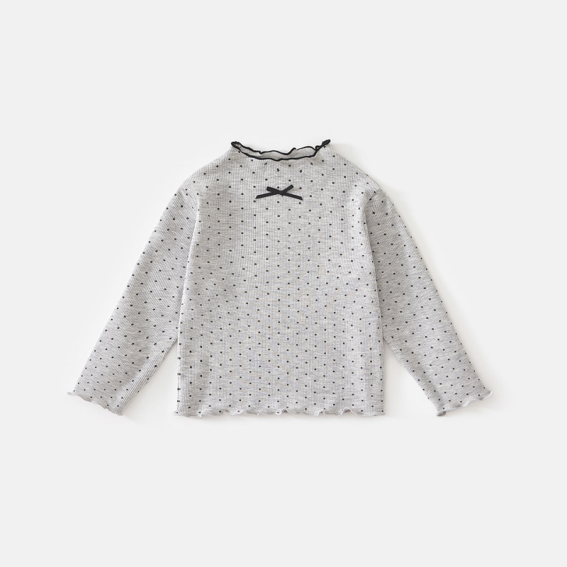 Dječji T-Shirt s točkasti uzorkom, 95% pamuk, dugi rukav, visoki ovratnik